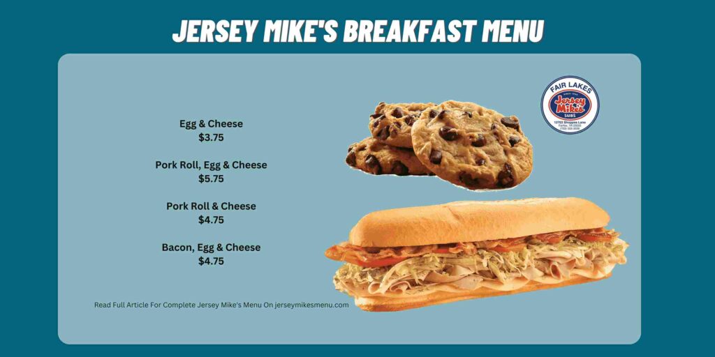 Jersey Mike's Breakfast Menu